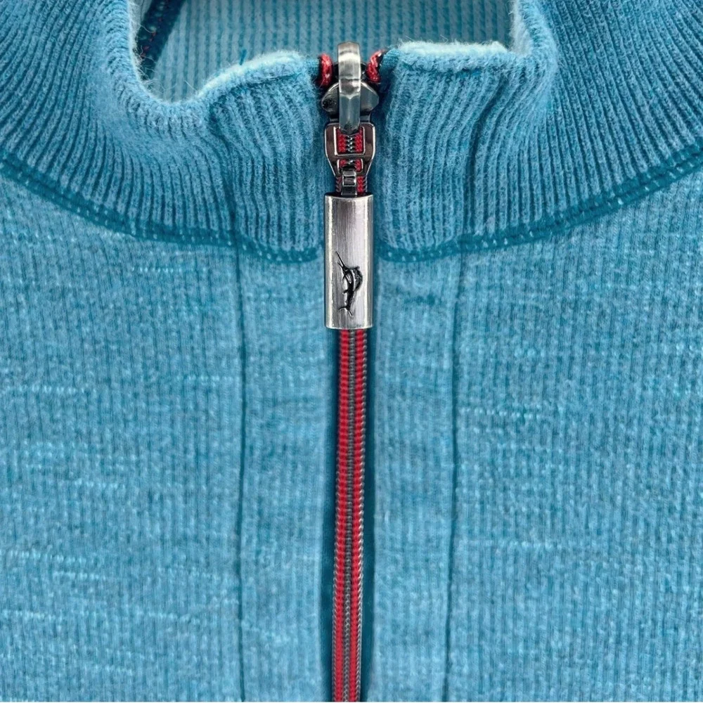 Tommy Bahama Quarter Zip Reversible Pullover XL Cotton Teal Blue Coastal 1/4 Zip